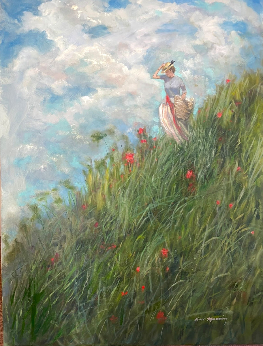 Lady in Blue and White